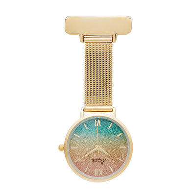 Aurora Glitter Rainbow/Gold Mesh Fob 35
