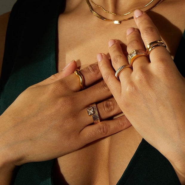 Mia Chunky Ribbed Gold Ring
