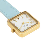 Eunoia White/Gold/Blue Leather Fob 28