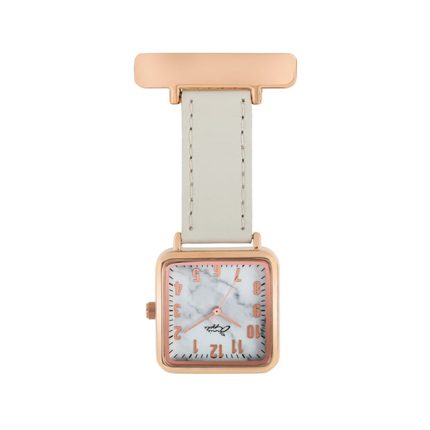 Eunoia Marble/Rose Gold/Grey Leather Fob 28