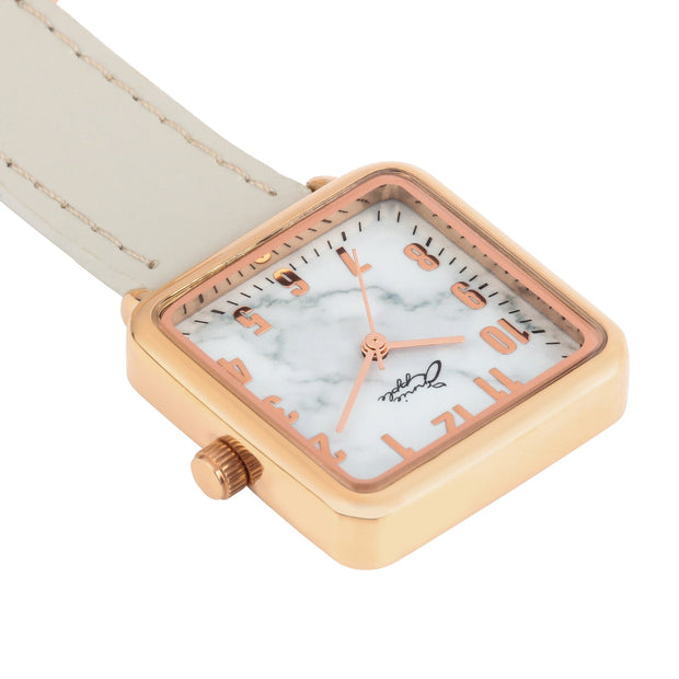 Eunoia Marble/Rose Gold/Grey Leather Fob 28