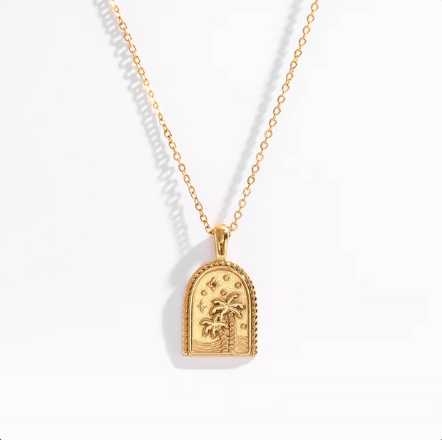 Summer Palm Pendant Necklace