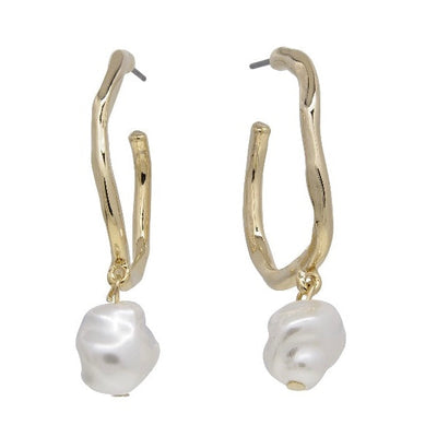 Odette Molten Pearl Gold Hoop Earrings
