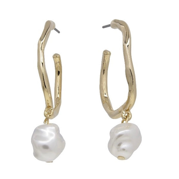 Odette Molten Pearl Gold Hoop Earrings