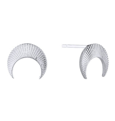 Luna Moon Silver Stud Earrings