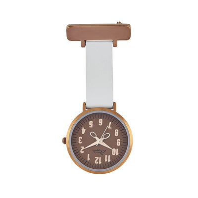 Rose Gold/Brown/Grey Leather Nurse Fob Watch