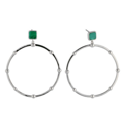 Stellar Malachite Silver Hoop Earrings