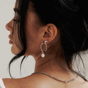 Odette Molten Pearl Silver Hoop Earrings