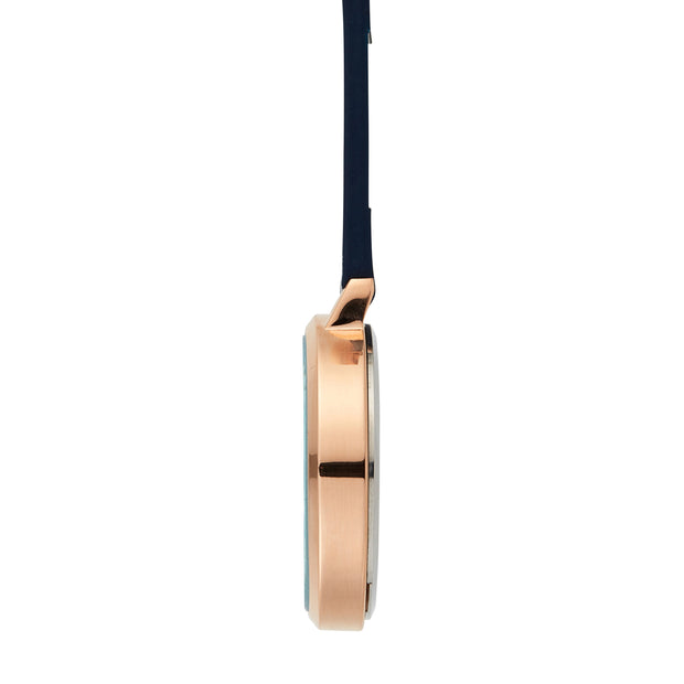 Meraki Mother of Pearl/Rose Gold/Navy Leather Fob 35