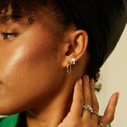 Elsie Bobble Silver Hoop Earrings