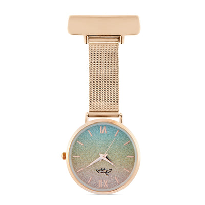 Aurora Glitter Rainbow/Rose Gold Mesh Fob 35
