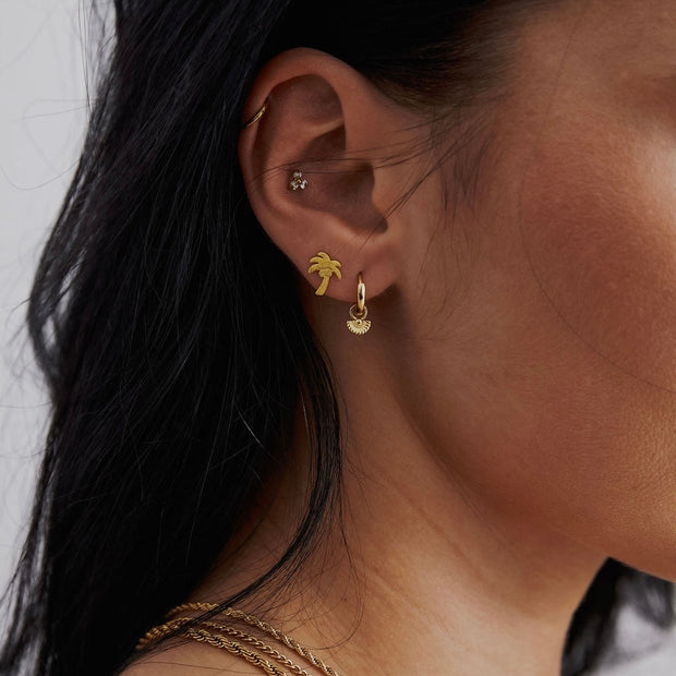 Iris Fan Gold Huggie Hoop Earrings