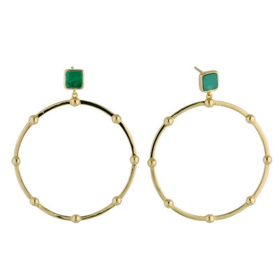 Stellar Malachite Gold Hoop Earrings