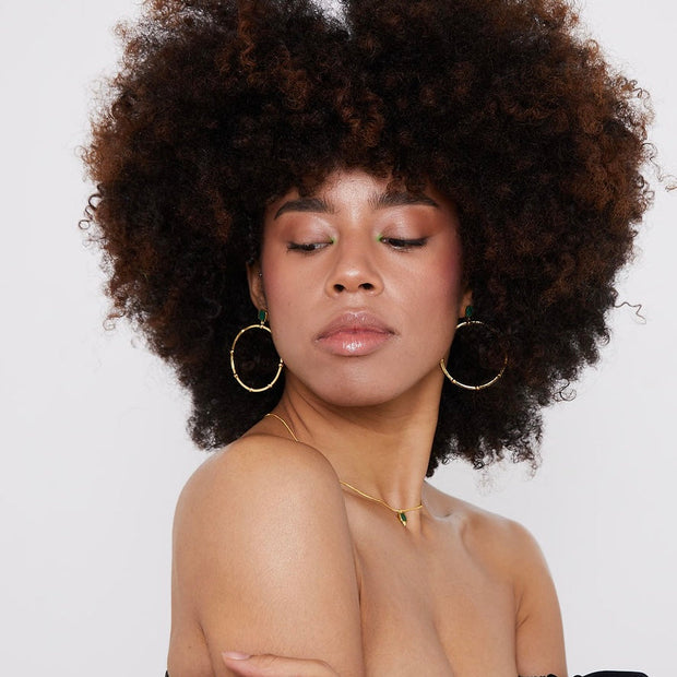 Stellar Malachite Gold Hoop Earrings