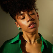 Groove Chunky Blue Green Enamel Hoop Earrings