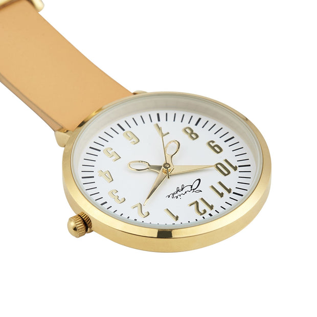 Aurora White/Gold/Tan Leather Fob 35