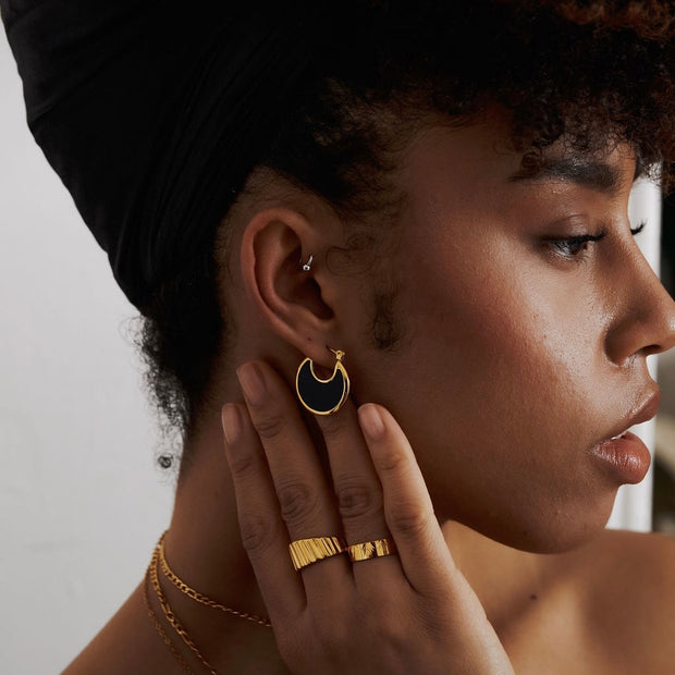 Sienna Black Hoop Earrings