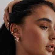 Groove Chunky Lilac/Orange Enamel Hoop Earrings