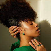 Groove Chunky Blue Green Enamel Hoop Earrings