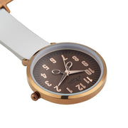 Rose Gold/Brown/Grey Leather Nurse Fob Watch