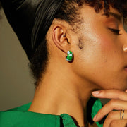 Groove Chunky Blue Green Enamel Hoop Earrings