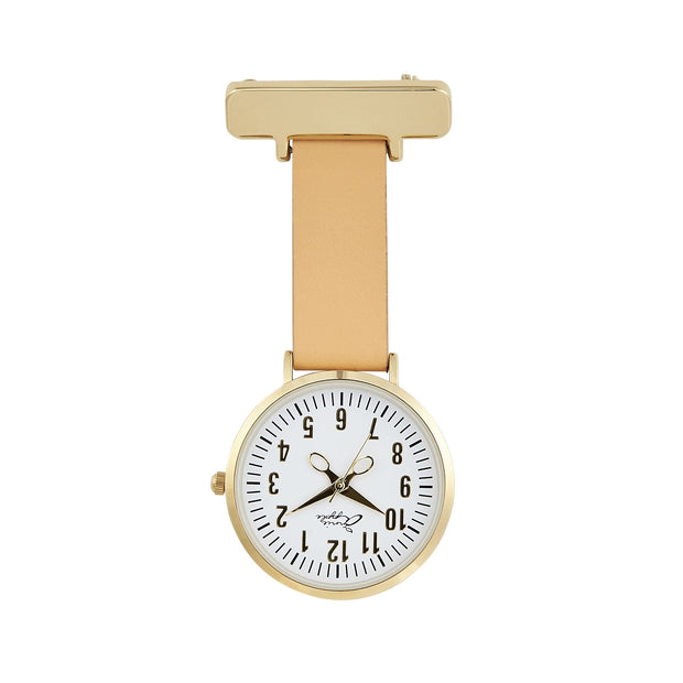 Aurora White/Gold/Tan Leather Fob 35