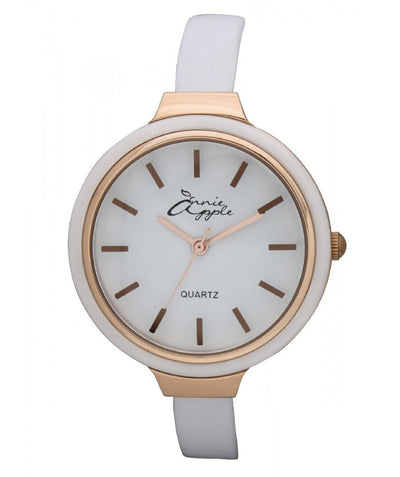 Annie Apple Simplicity Rose Gold and White Watch Ladies