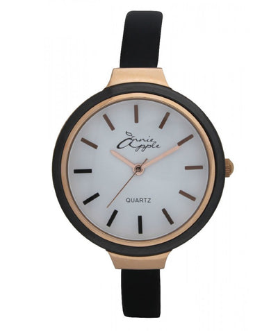 Annie Apple Simplicity Rose Gold, White and Black Watch Ladies