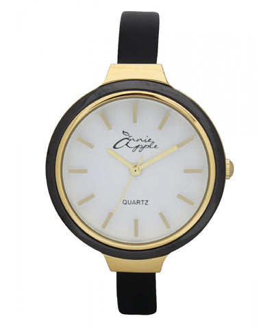 Annie Apple Simplicity Gold, White and Black Watch Ladies