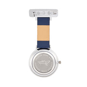 Annie Apple Navy Blue Leather and Silver Nurse Fob Watch Ladies