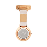 Annie Apple Grey Leather, Rose Gold and Bronze Nurse Fob Watch Ladies