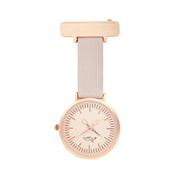 Annie Apple Grey Leather and Rose Gold Nurse Fob Watch Ladies