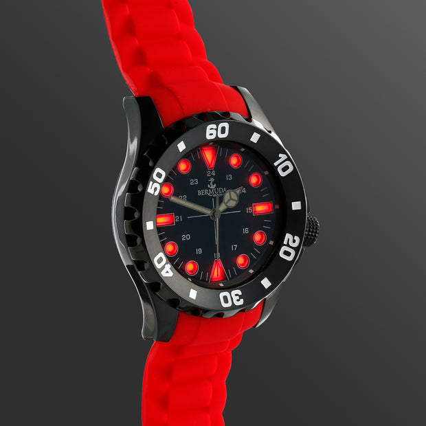 Bermuda Watch Co Shelly Bay Smart Light Red and Black Watch Mens