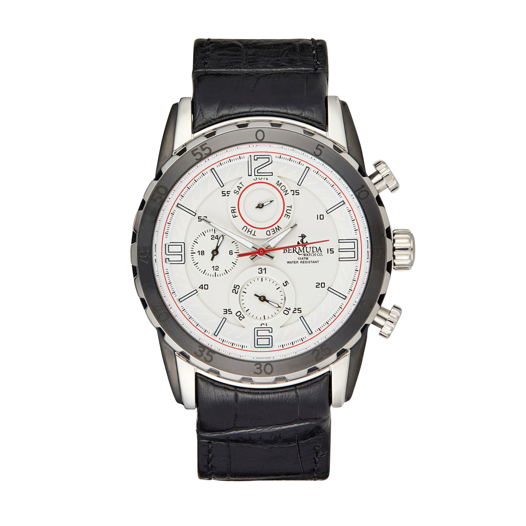 Bermuda Watch Co Hamilton Silver White and Black Chronograph