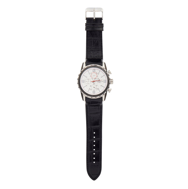 Bermuda Watch Co Hamilton Silver, White and Black Chronograph Watch Mens