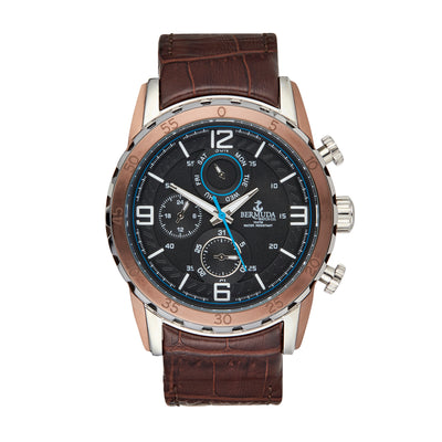 Bermuda Watch Co Hamilton Silver, Black and Brown Chronograph Watch Mens