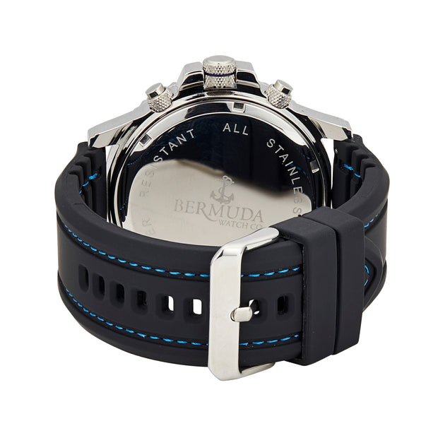 Bermuda Watch co Tuckers interchangeable, Black, Silver and Blue GTLS Chronograph Watch Mens