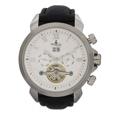 Bermuda Watch Co Somerset Silver, White and Black Automatic Watch Mens