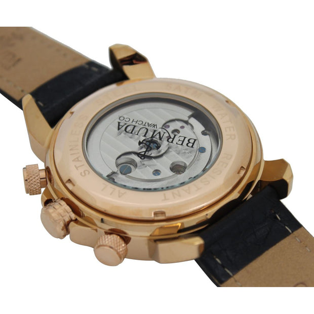 Bermuda Watch Co Somerset Rose Gold and Black Automatic Watch Mens