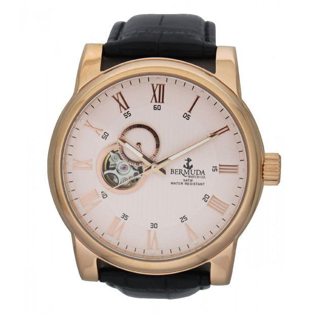 Bermuda Watch Co St George Rose Gold and Black Automatic Watch Mens