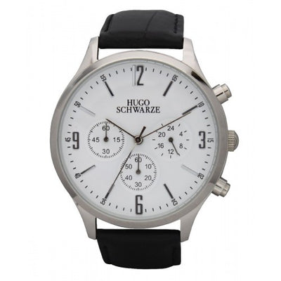 Hugo Schwarze Cassius Silver, White and Black Chronograph Watch Mens