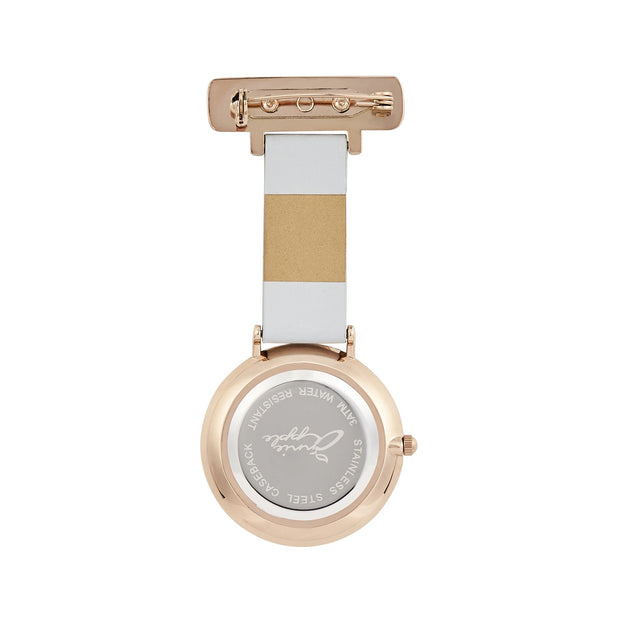Annie Apple Marble/Rose Gold/Grey Leather Fob 35