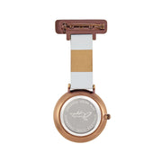 Annie Apple Grey Leather, Brown and Rose Gold Nurse Fob Watch Ladies