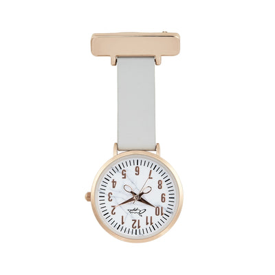 Annie Apple Marble/Rose Gold/Grey Leather Fob 35
